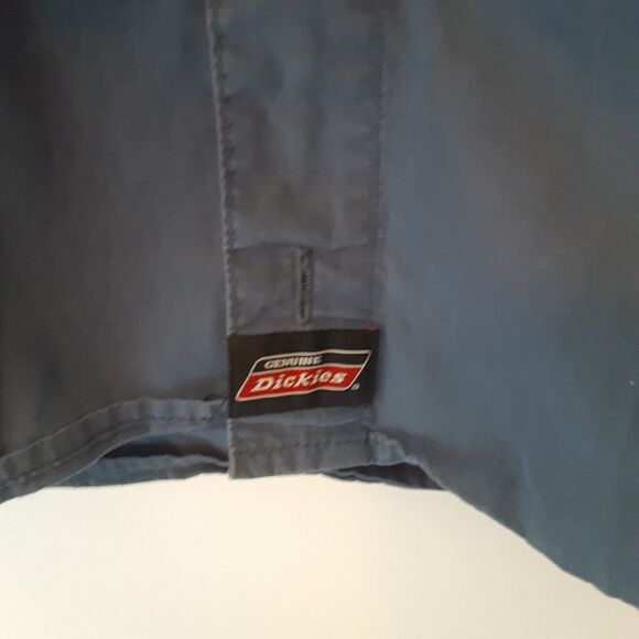 Dickies Mens 2XL Shirt Short Sleeve Button Up Cotton Blend Blue Work Vented - Picture 5 of 9